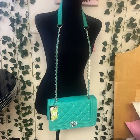 NWT Baffled Mishchka Letter Lock crossbody with bombe & pearls - Picture 10 of 10